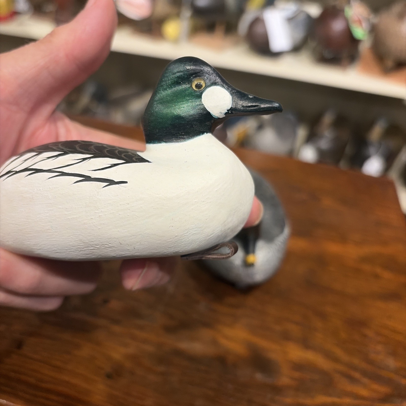 Vintage Minty Pair Miniature John Wood Goldeneye Duck Decoys Great Original Pair