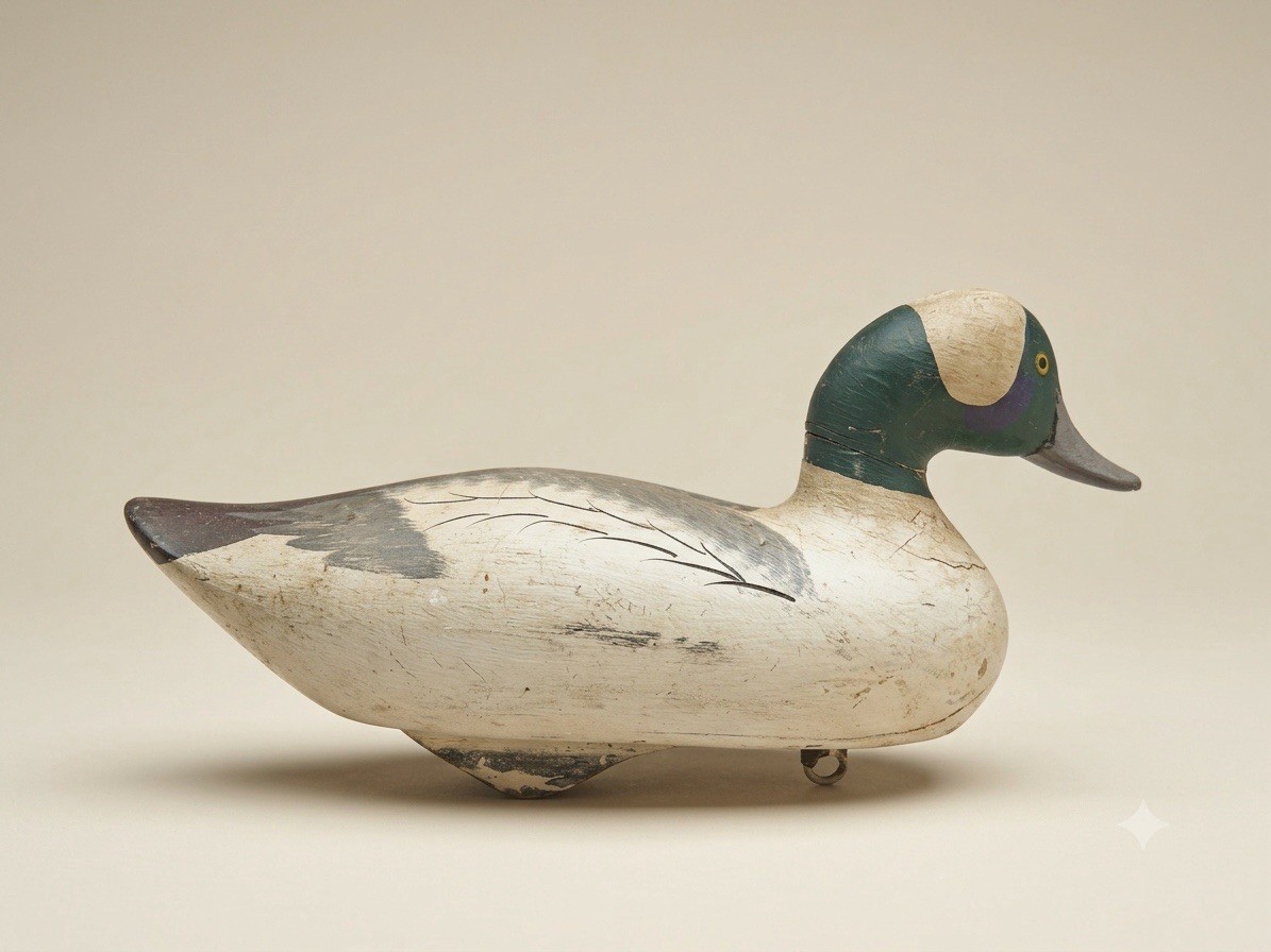 1901-1993 – R Madison Mitchell – Bufflehead Drake Wooden Working Decoy 1960’s