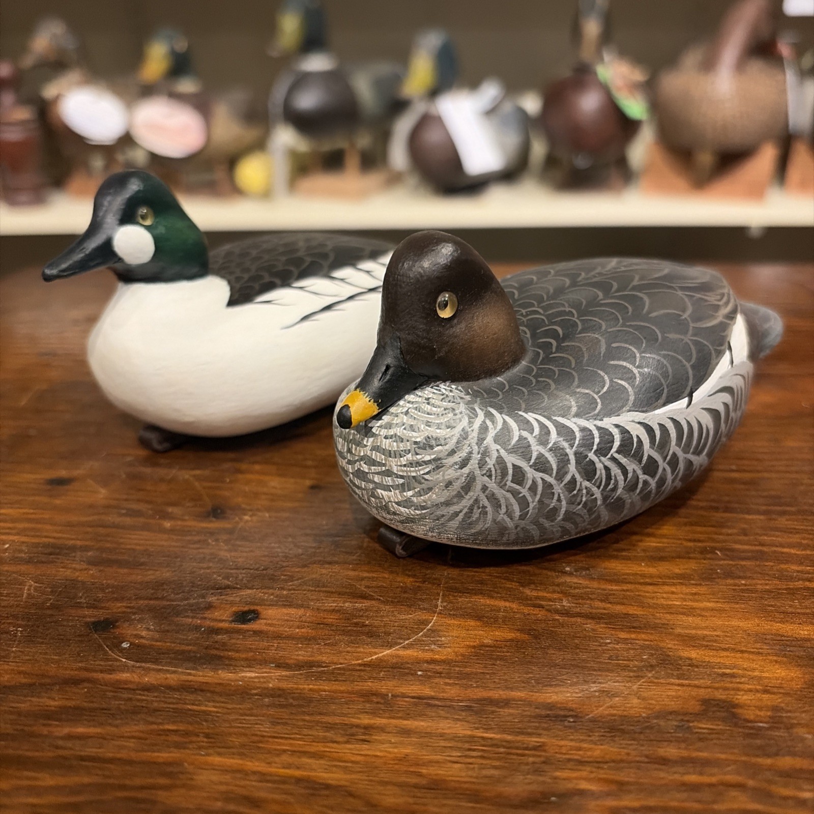 Vintage Minty Pair Miniature John Wood Goldeneye Duck Decoys Great Original Pair