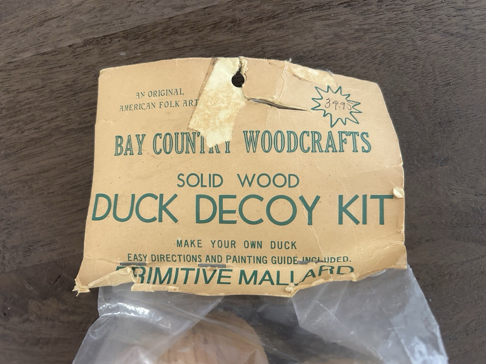 Vintage Bay Country Woodcrafts Solid Wood Duck Decoy Kit Primitive Mallard 1971