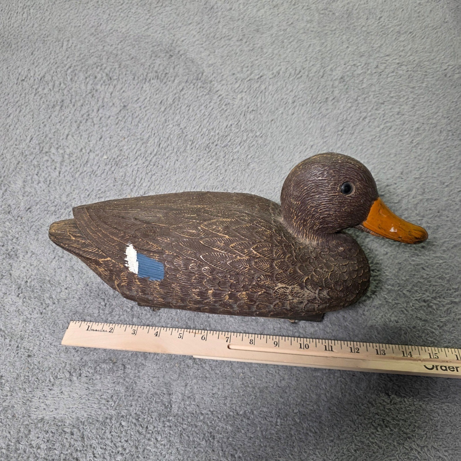 Vintage Duck Decoy Brown Hand Painted Weighted Keel Rustic Decor