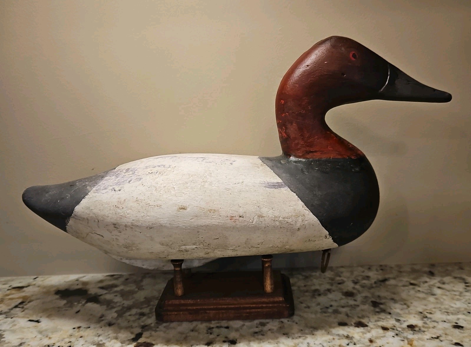 VINTAGE RETIRED CANVASBACK DUCK DECOY, Solid Wood, stand not included