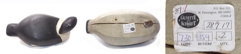 GOLDENEYE GLASS-EYE HEN & DRAKE DECOY PAIR – OLD PAINT – EX-GUYETTE – VG COND.