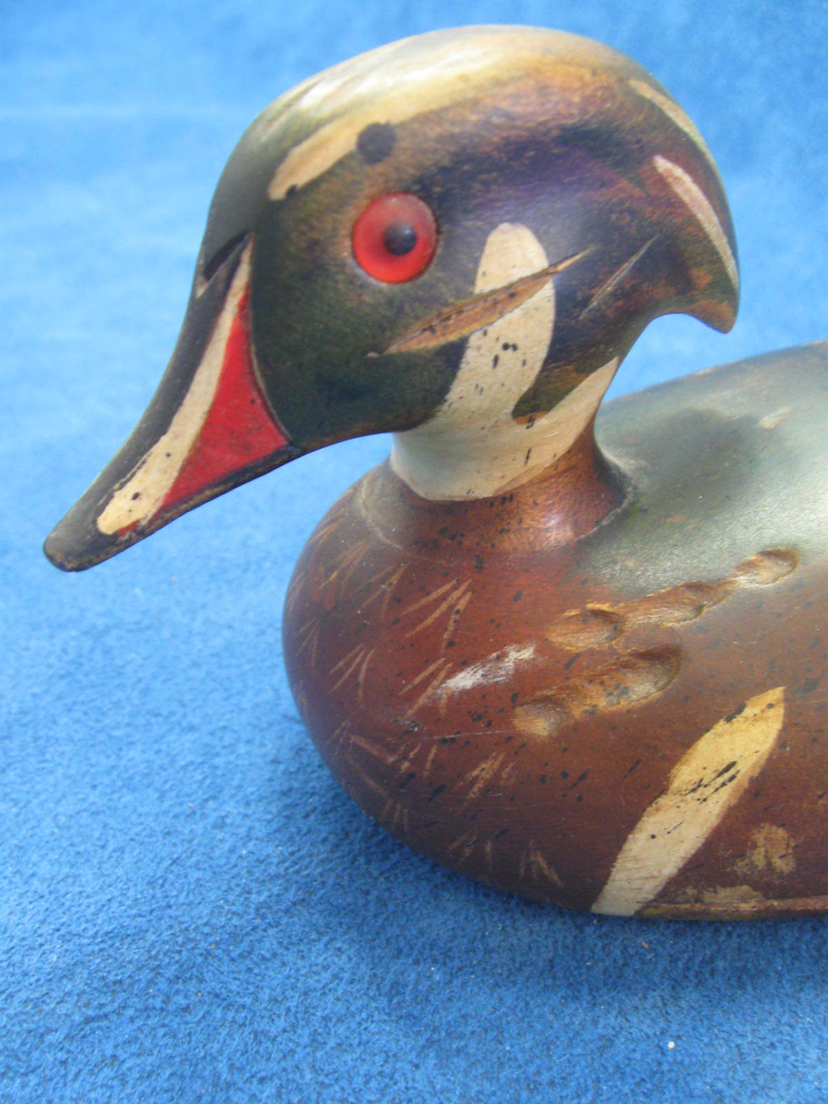Vtg 7″ Miniature DUCK DECOY “A Wooden Bird Factory”..Glass Eyes…Signed…NICE!