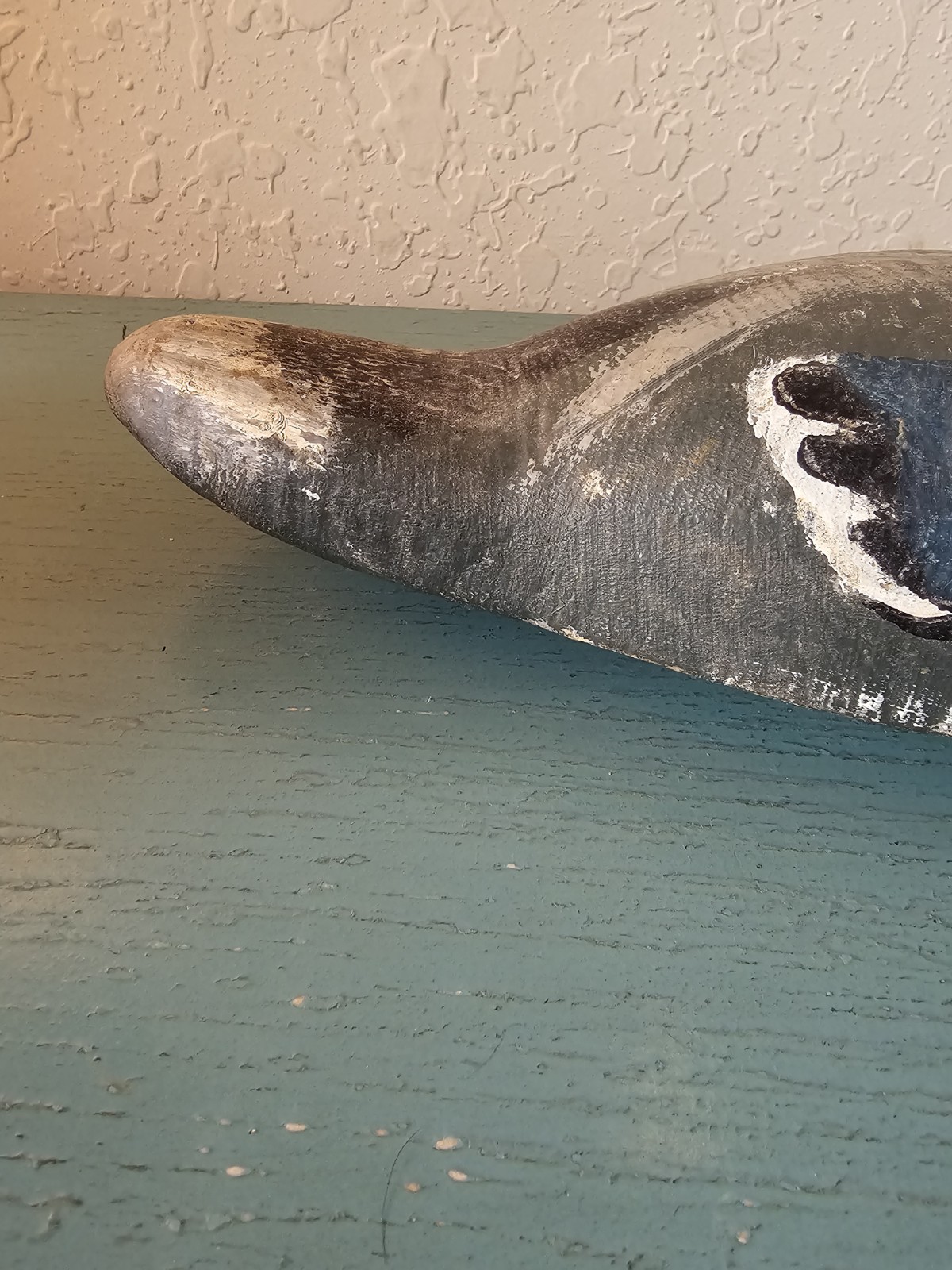 Antique HandCarved Mallard Duck Decoy W/Iron Weight, Swivel Dowel Head-Very Good
