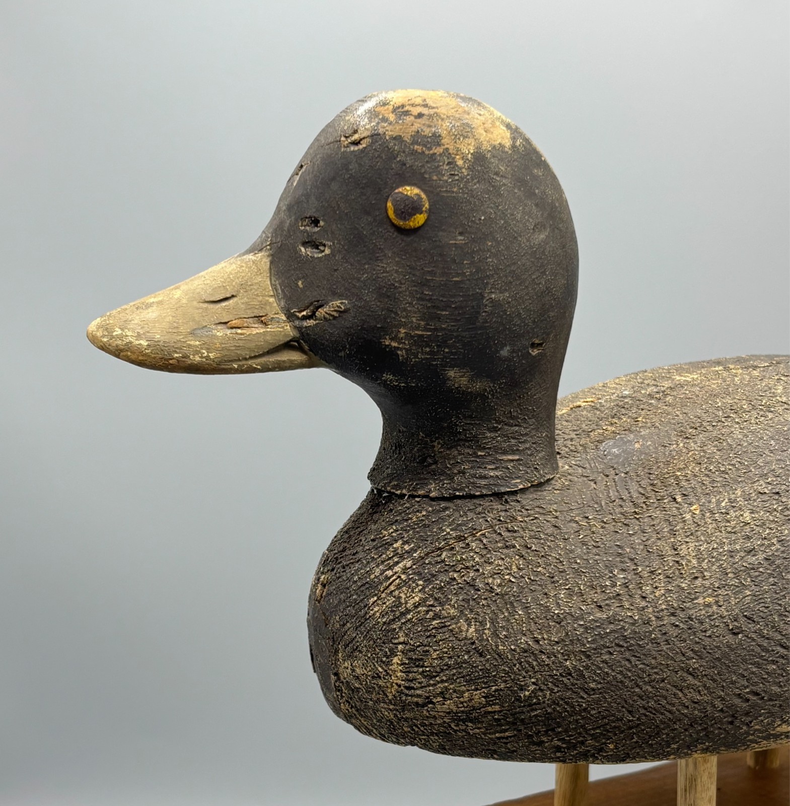 *ORIGINAL PAINT* *QUEBEC* WILLIE LEDUC (1886-1968) ANTIQUE WOODEN DUCK DECOY