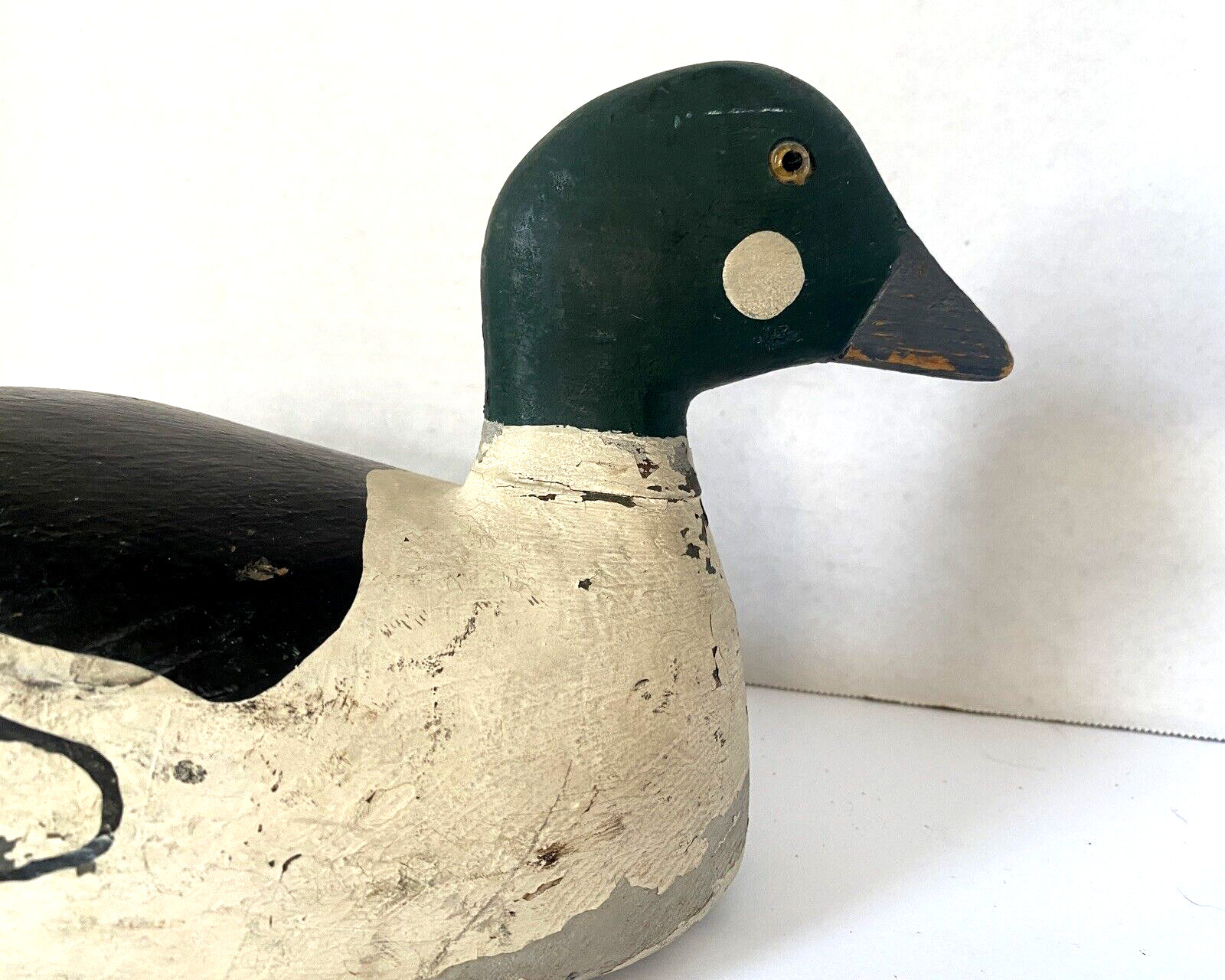 Vintage – Carved Goldeneye Duck Decoy, Glass Eyes, Weighted on Base, Unsigned