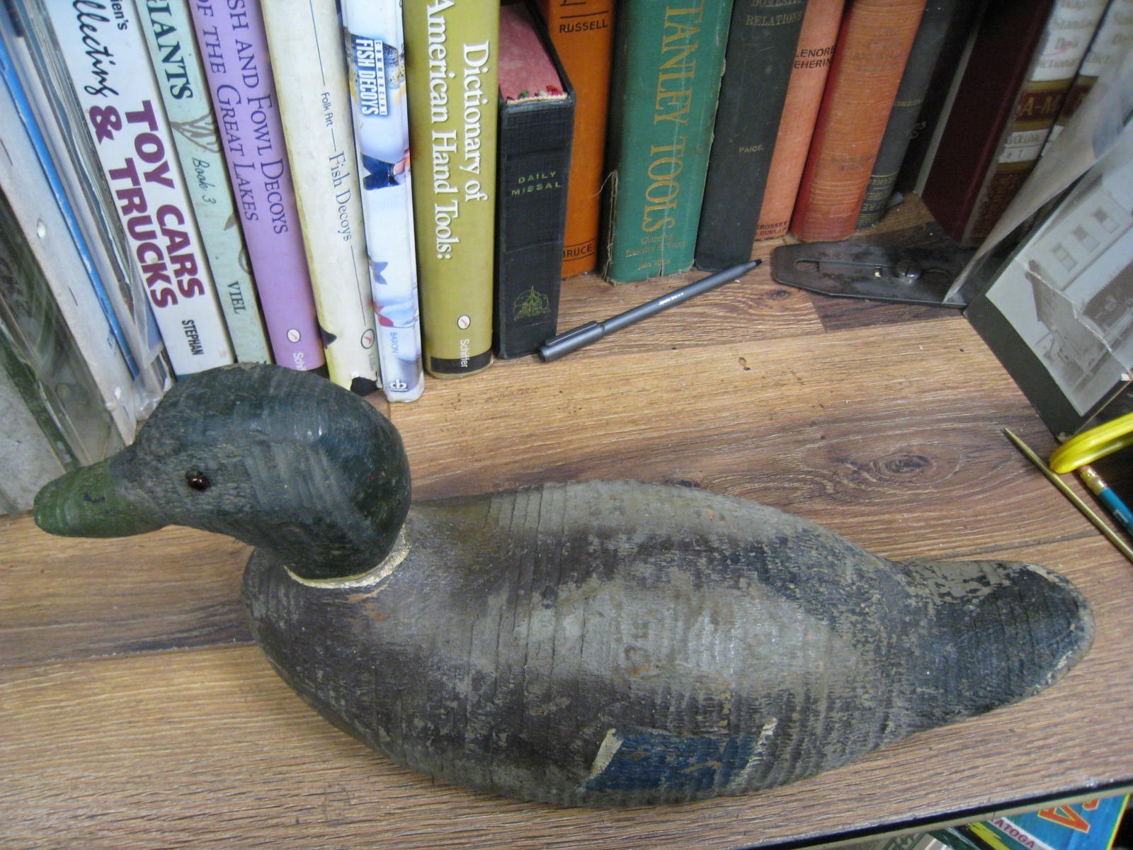 Original 1950s Wooden Mallard DRAKE Duck Decoy WOOD VICTOR GLASS EYES WORKING