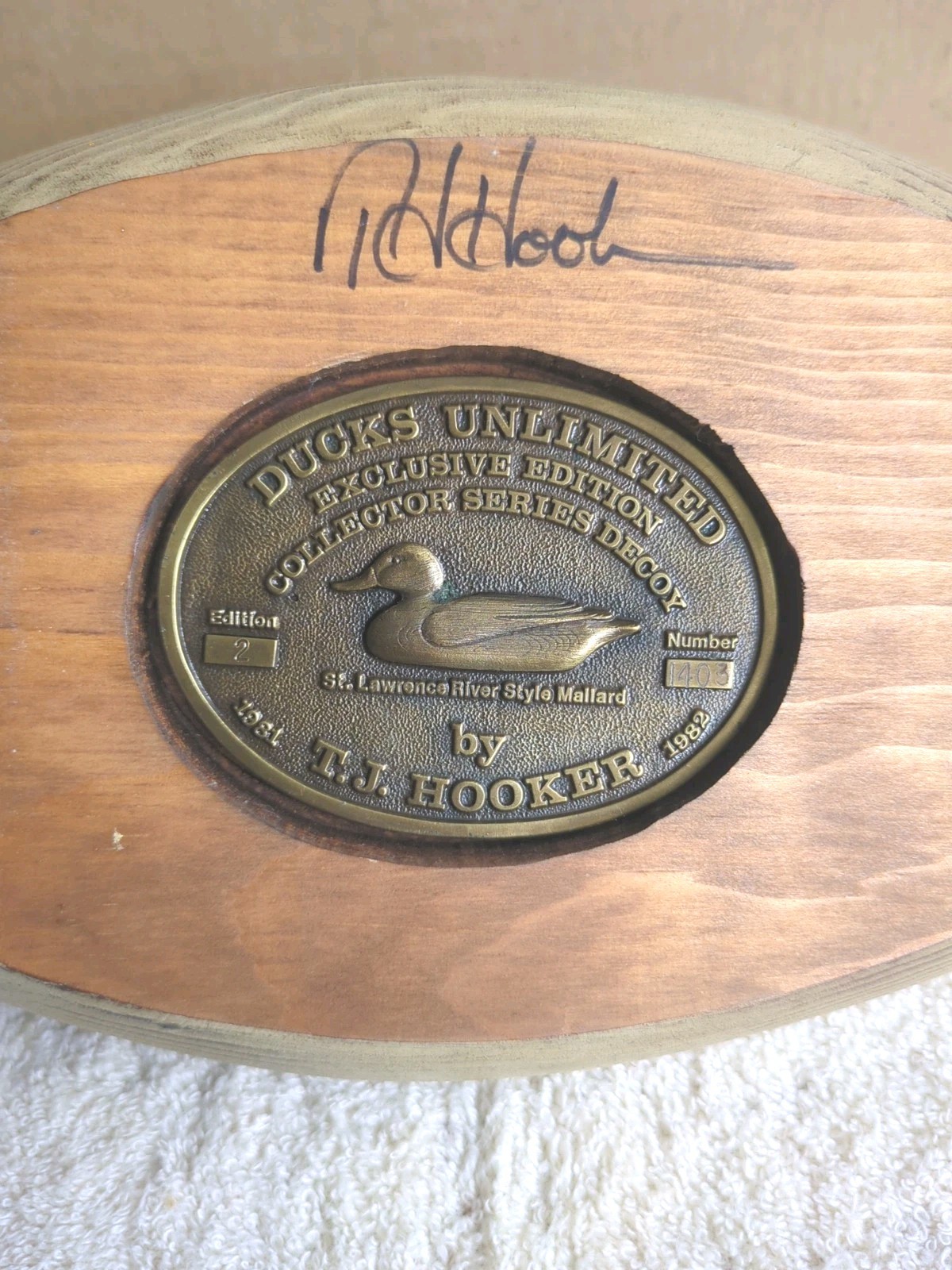 1981-1982 Ducks Unlimited Exclusive Edition 2 #1403 Mallard By T.J. Hooker 