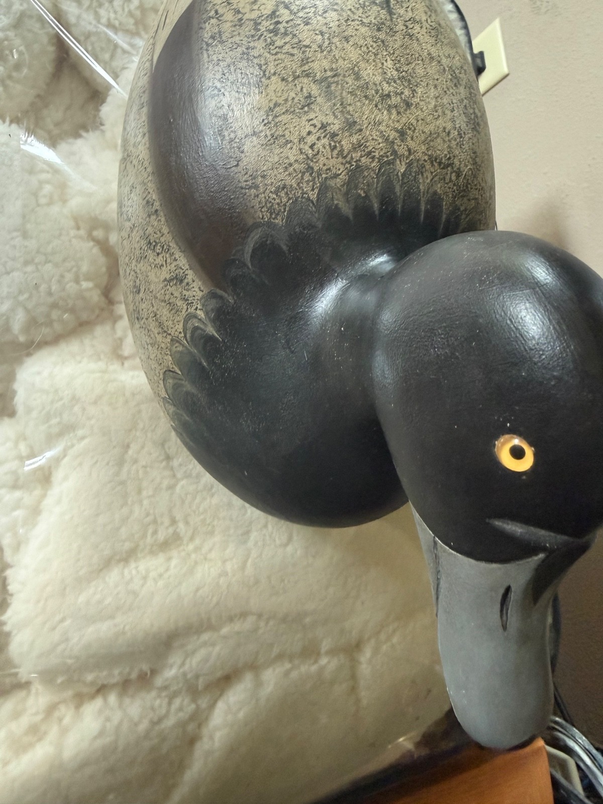 Bluebill Drake decoy by Mason 2nd Gen, solid wood, glass eyes. Factory Made 80s