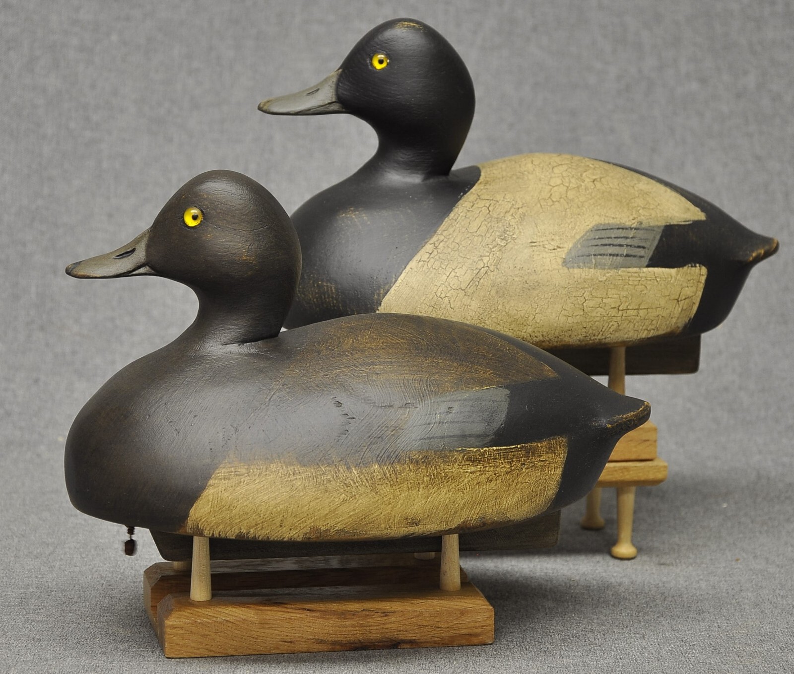 2/3 size ED “ONE ARM KELLIE” BLUEBILL PAIR duck decoys by Darkfeather Freedman