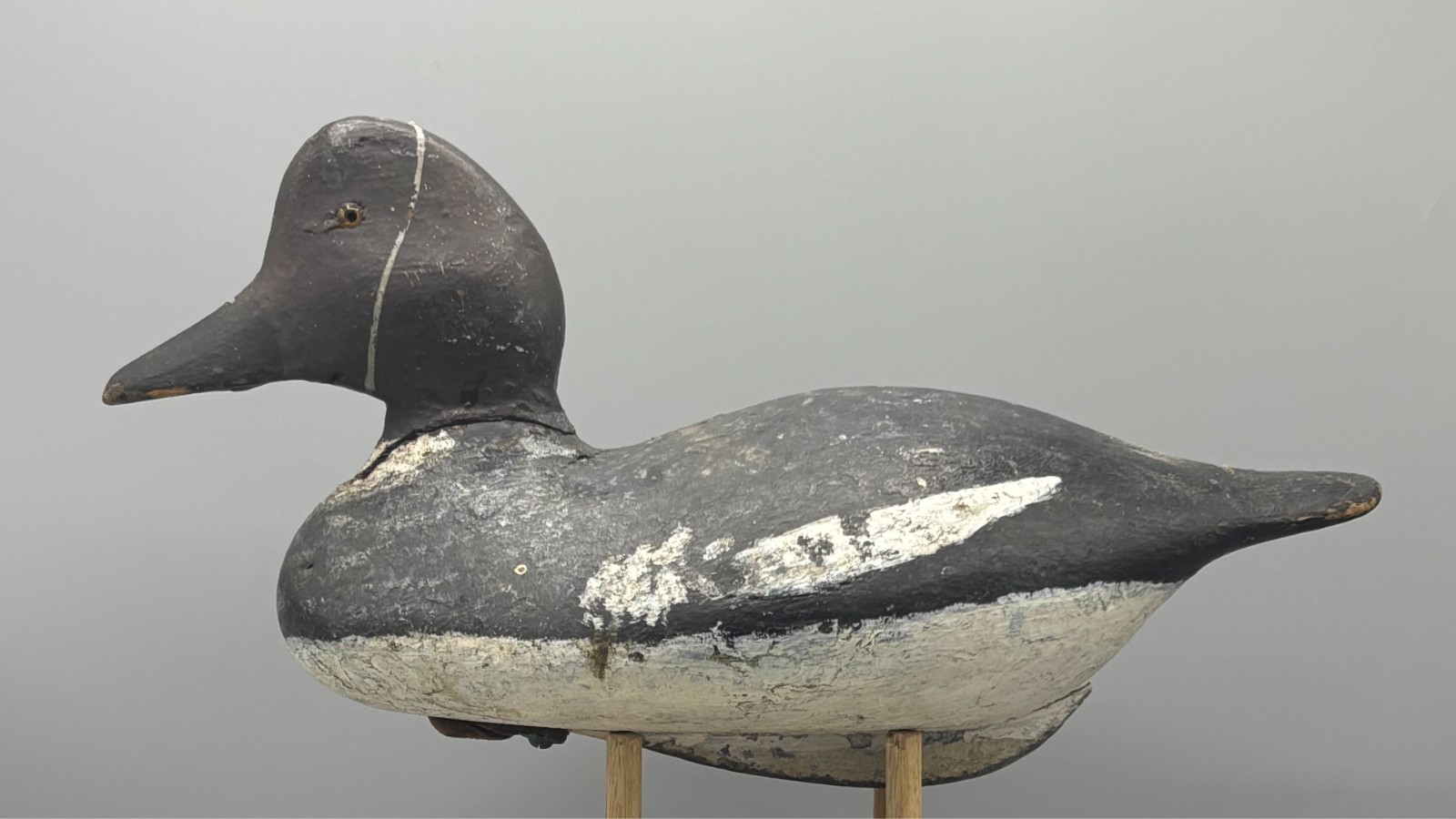 EARLY LAKE CHAMPLAIN (?)* GODENEYE HEN VINTAGE DUCK DECOY *KEEL-LIKE BALLAST*