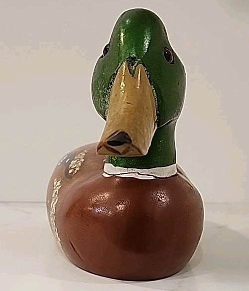 Emsom wood mallard duck drake glass eyes green head painted feathers SM27 15”