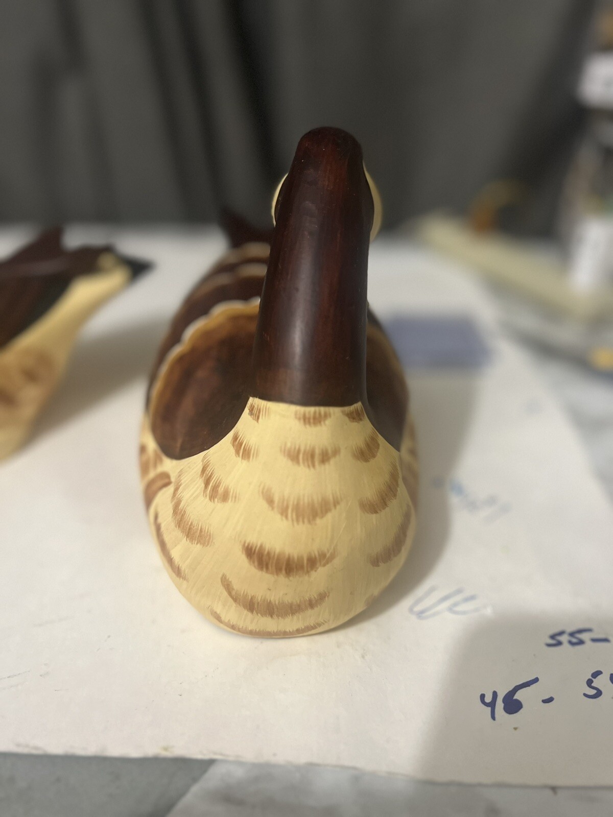 2 Vintage Hand Made Wooden Duck Figurine, 12″ Long