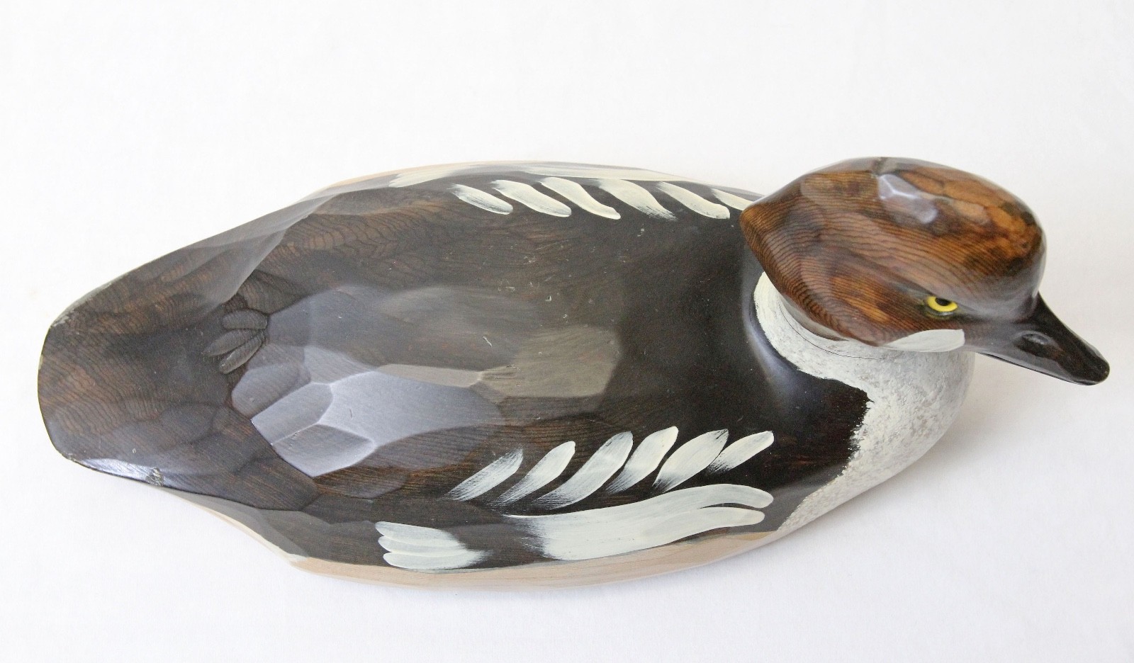 Percy Gerald Bicknell 13” Vintage 1992 Carved Wood Goldeneye Duck Decoy Canada
