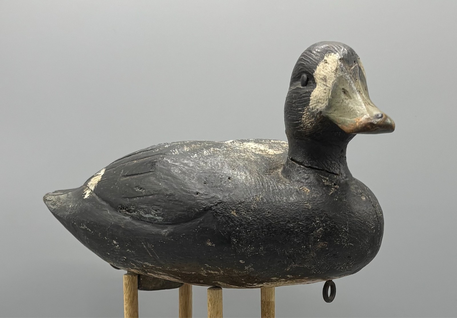 *QUEBEC* ORIGINAL PAINT *UNUSUAL* BLUEBILL ANTIQUE DUCK DECOY