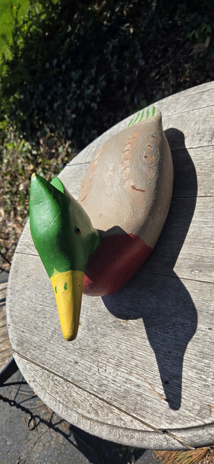 Vtg 1986 Hand Carved White Pine Wood Duck Decoy Merganser Matelon Olds Cohasset