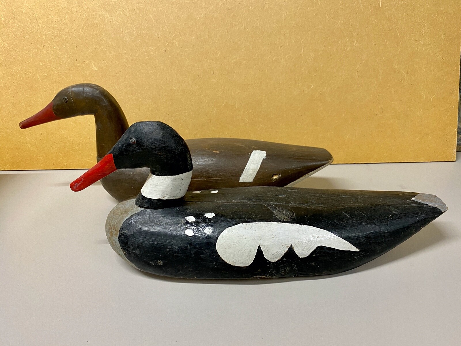 Excellent Pair of Red Breasted Merganser Duck Decoys,Canadian likely Nova Scotia