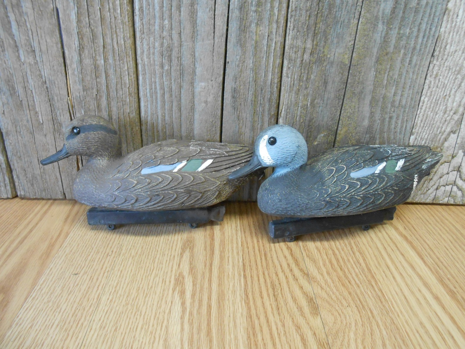 flambeau blue wing teal duck decoy pair glass eyes waterfowl hunting drake hen