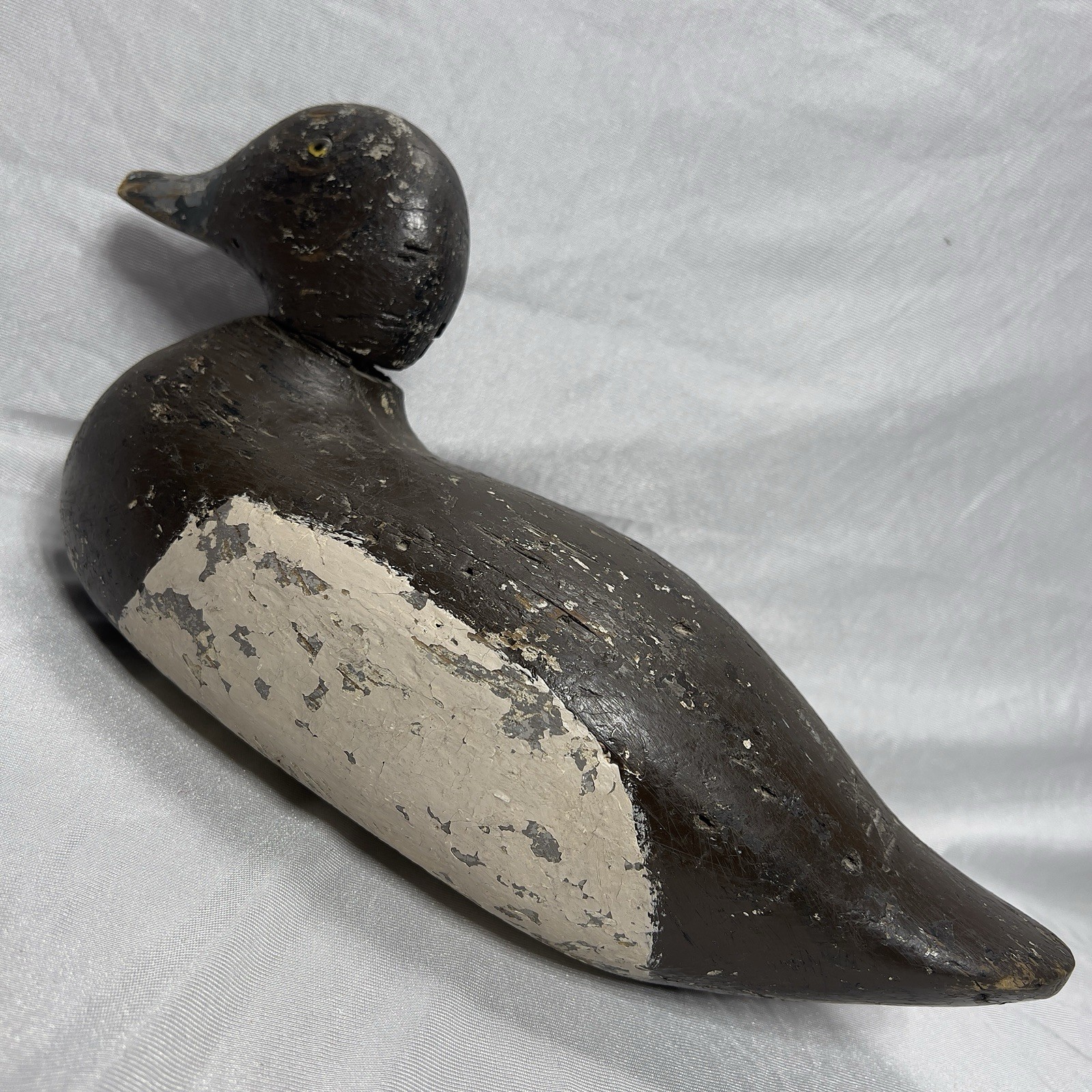 Antique Mason Challenge Grade Decoy Glass Eye Solid Wood Working Repaint Hunting