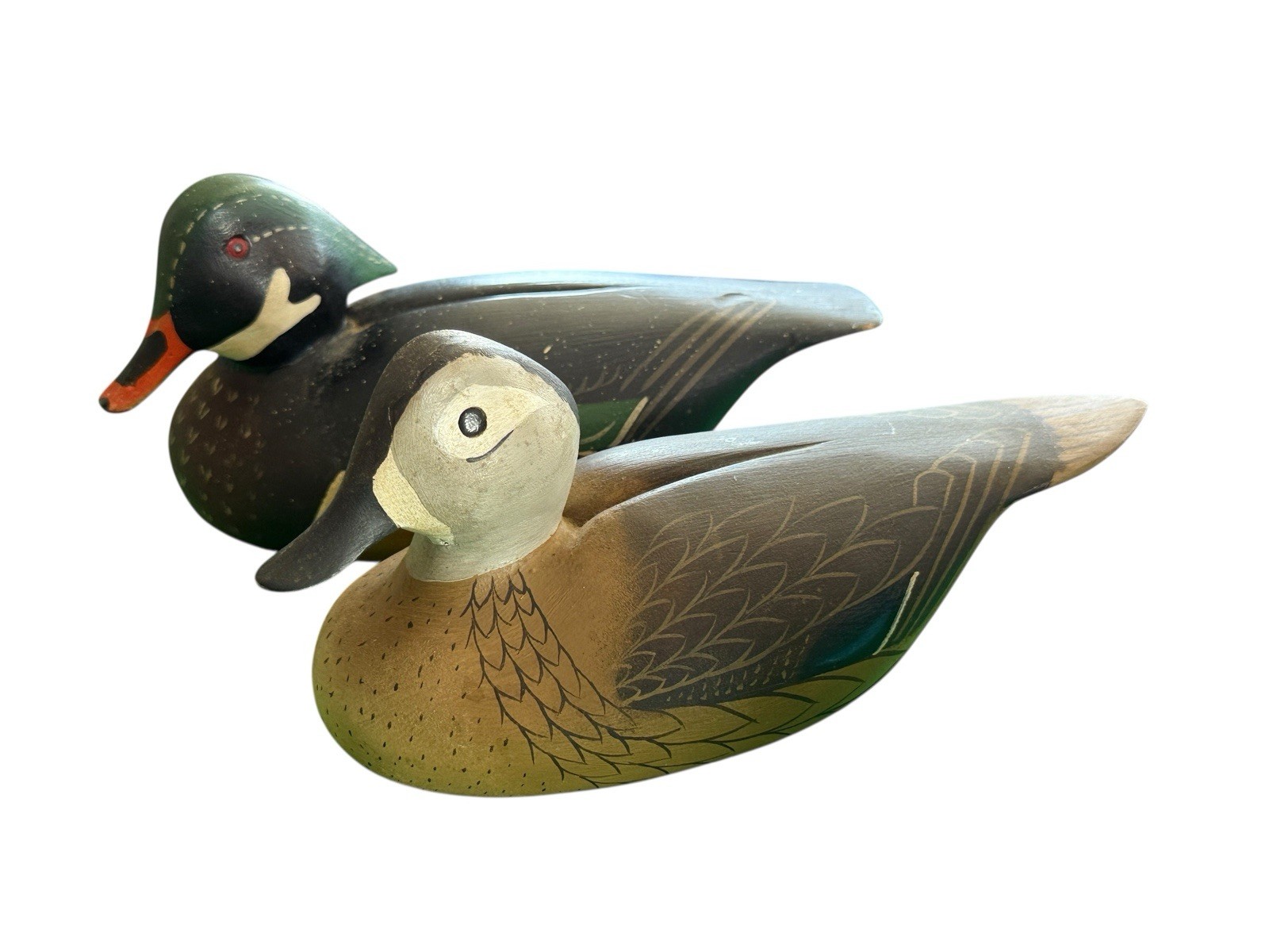 William Bill Coleman Chestertown MD 1/2 Size Wood Duck Decoy Pair Original 1970