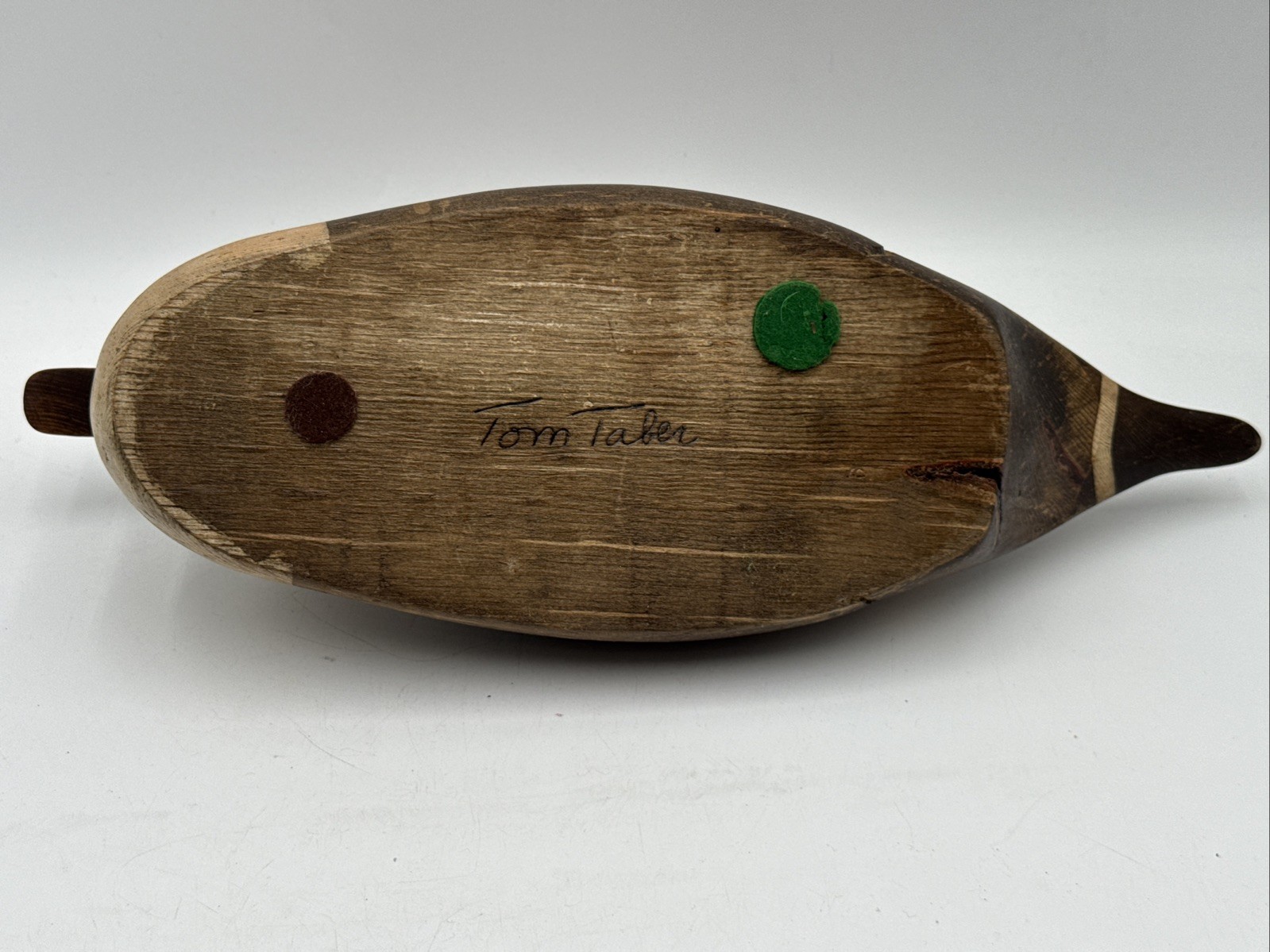 VINTAGE TOM TABER PINTAIL DRAKE HAND CARVED WOOD GLASS EYE DUCK DECOY SIGNED