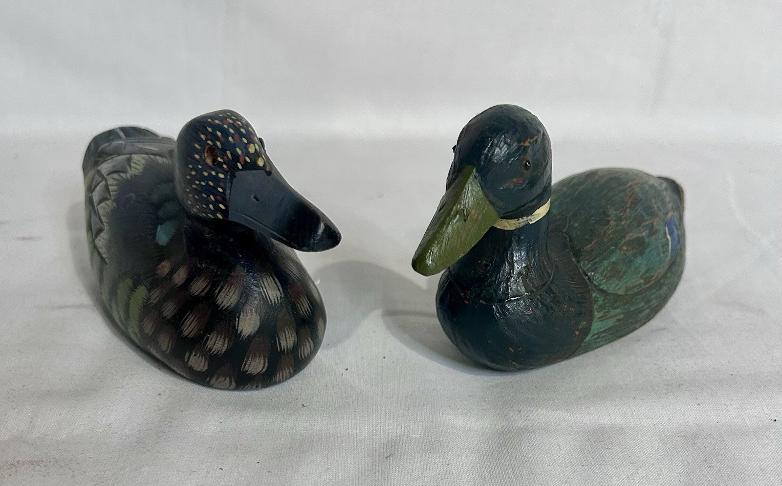 Vintage Lot of 2 Duck Decoys Solid Body Painted Figures