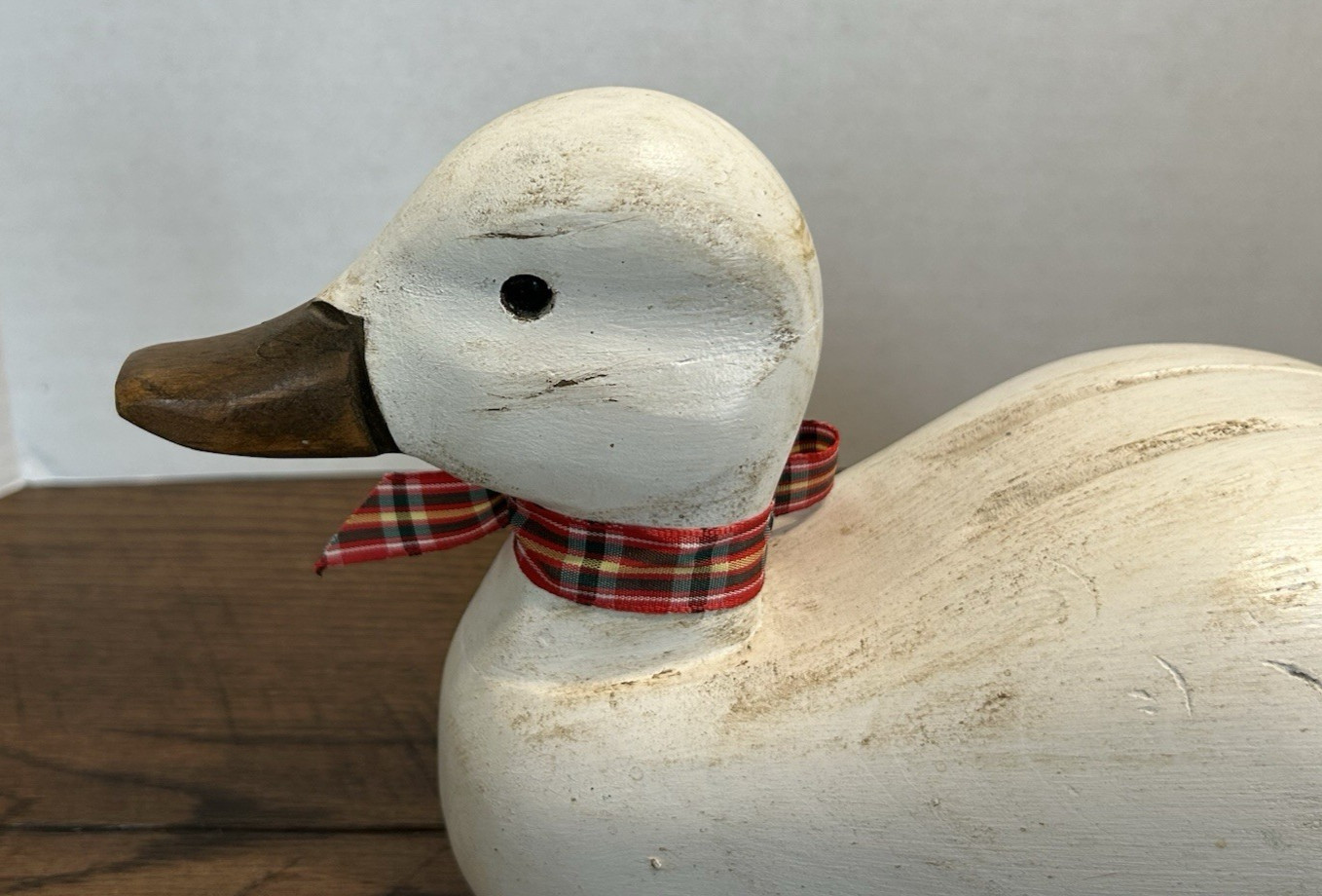 VTG Hand Carved Wood White DUCK Decoy? Artist Signed CANADA