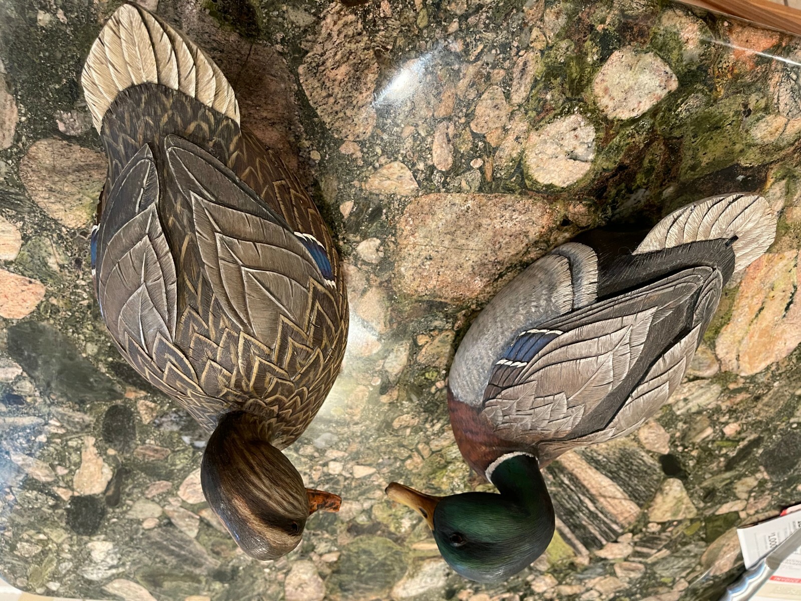 Hand carved duck decoys  Carved in White Pine by J Crum  Blowing Rock  N C