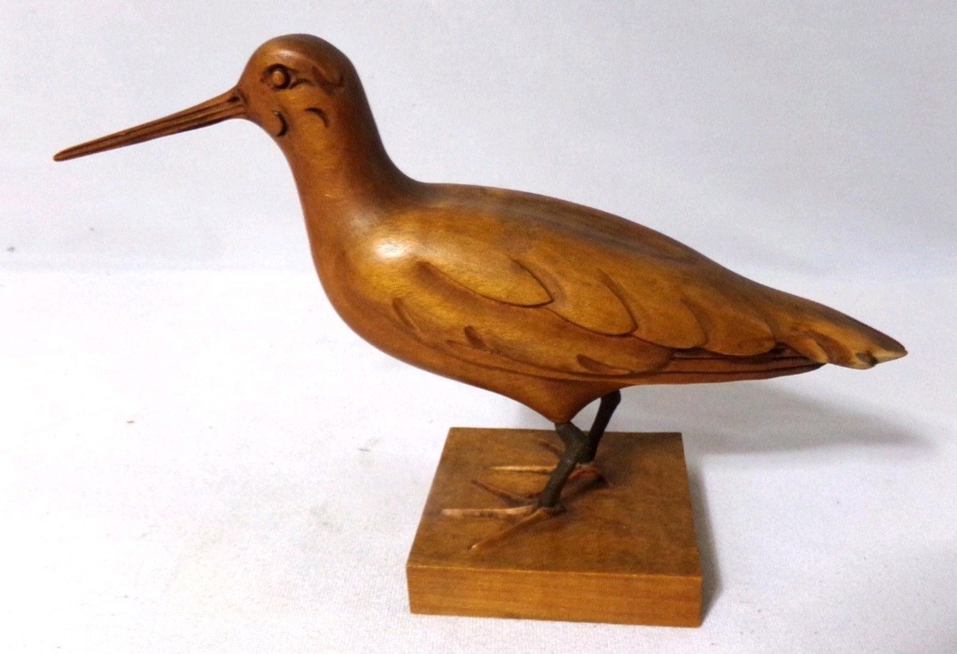 Carved Wooden Bird Folk Art Jacksnipe hunting Style decoy Forslund 1960