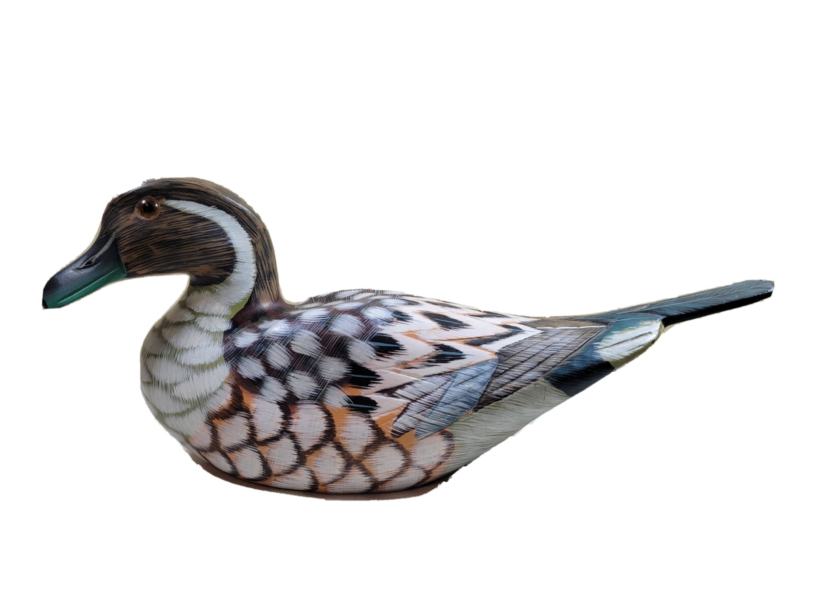 VTG. Duck Decoy Figure w/Glass Eyes, BEAUTIFULLY Handcarved & Painted, Preowned