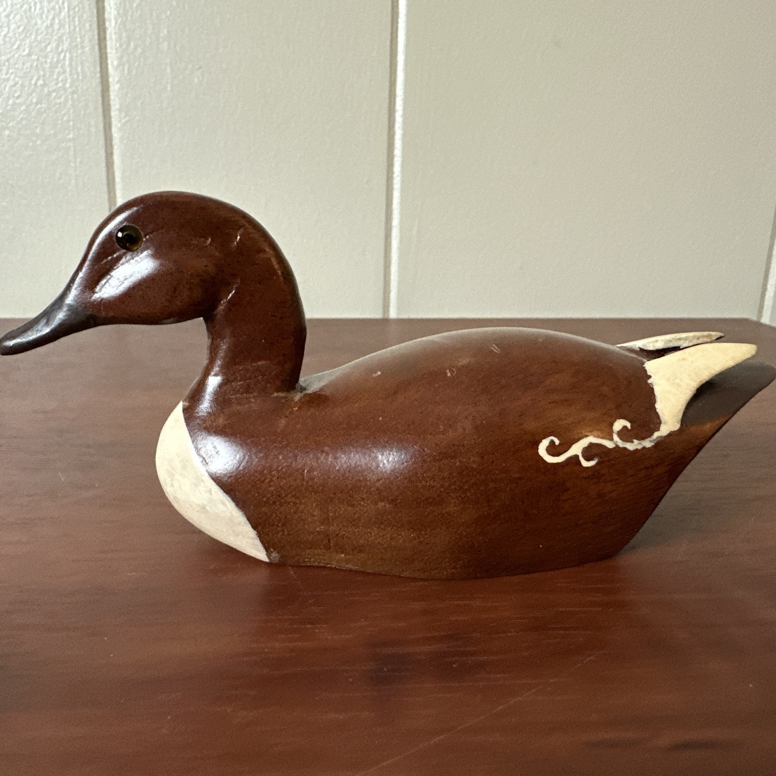 Vtg Mini Hand Carved Mallard Signed Frank Kidd 7.25”x3”