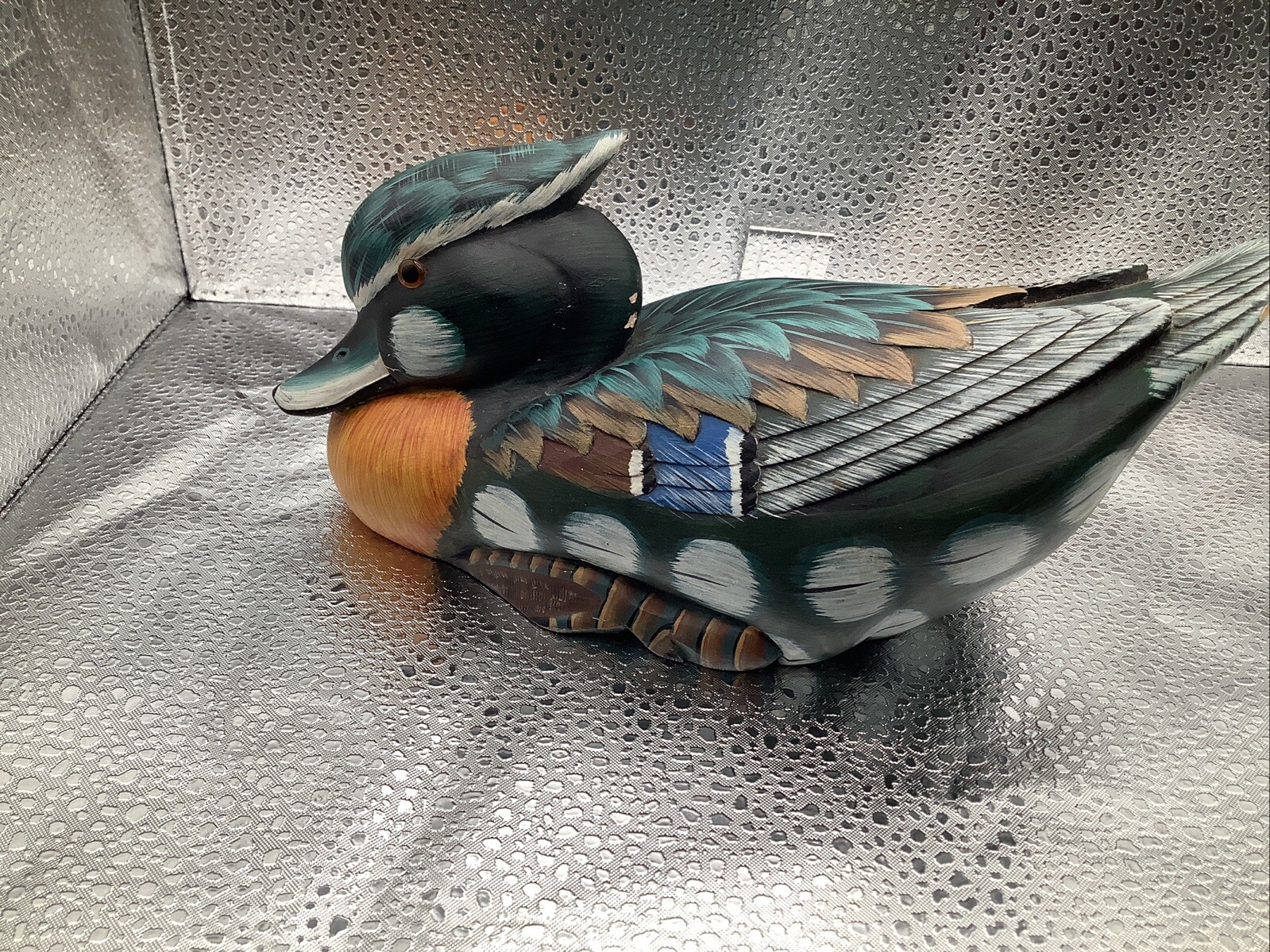 Vintage Solid Wood Carved Painted Drake Duck Decoy Made In The Republic Of China