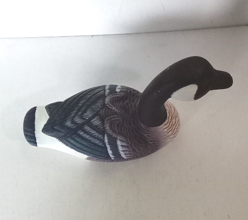 Two Vintage Solid Wood Duck Decoys Hand Carved & Hand Painted Glass Eyes 1963