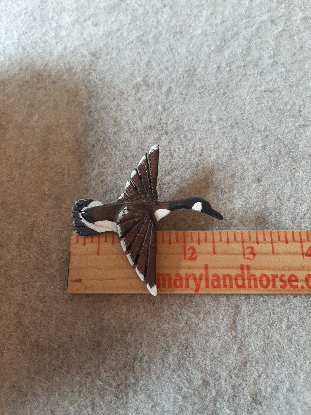 Carved Wood Decoy Goose Pinback Pin Waterfowl Bird Jewelry
