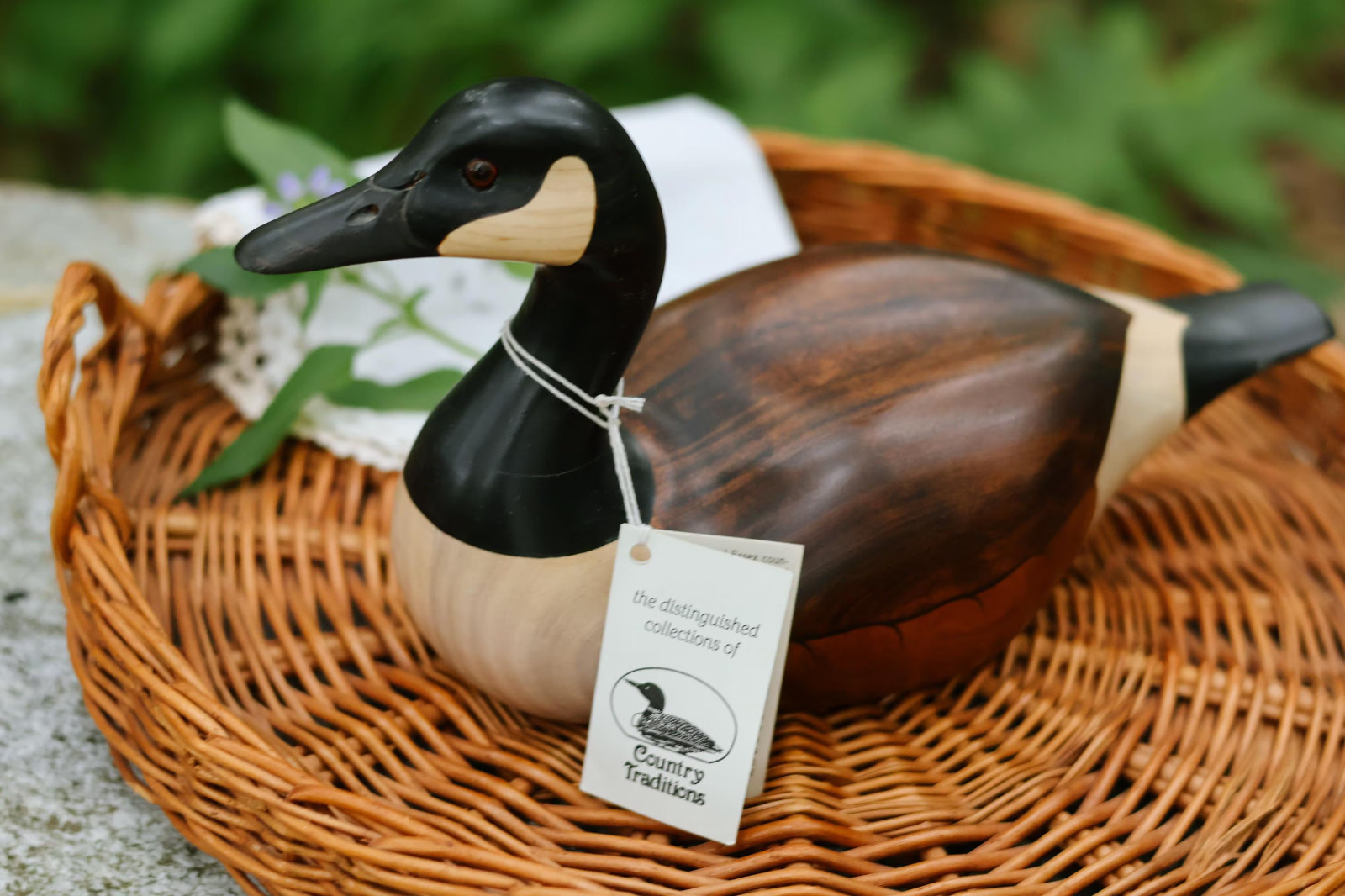 Vintage Ron Sadler Signed Canada Goose Decoy Wood Country Traditions Hangtag