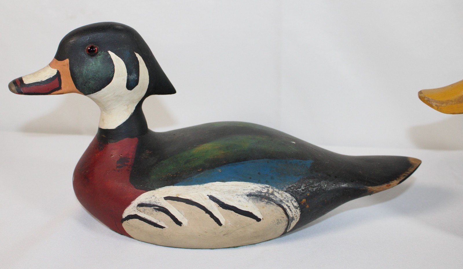 Vintage Lot 2 Drake Male Mallard Hand Carved Painted Wood Duck Decoy