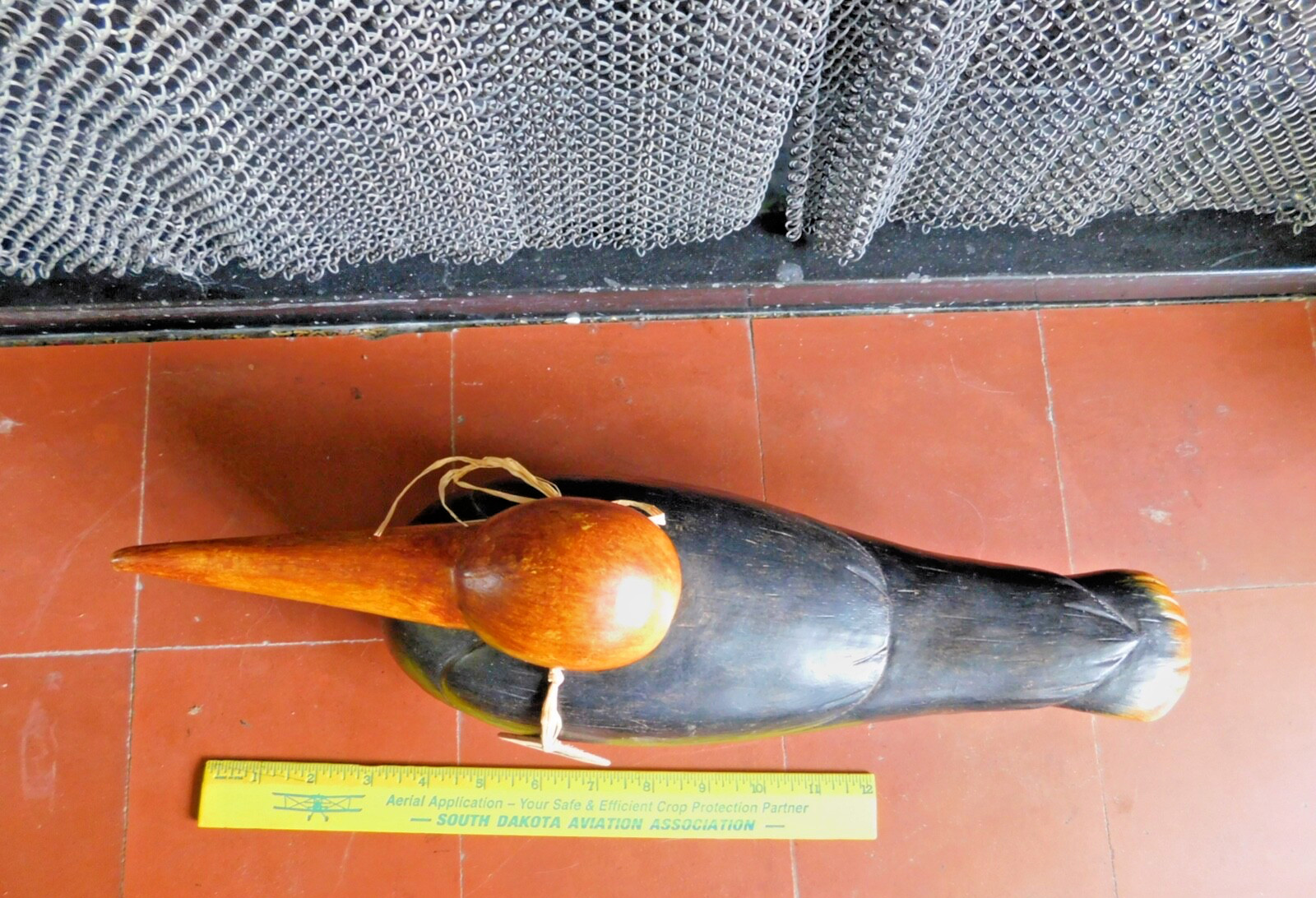 Primitive Hand Carved? Black Oystercatcher Shorebird Wood Decoy Painted-16″ X 4″