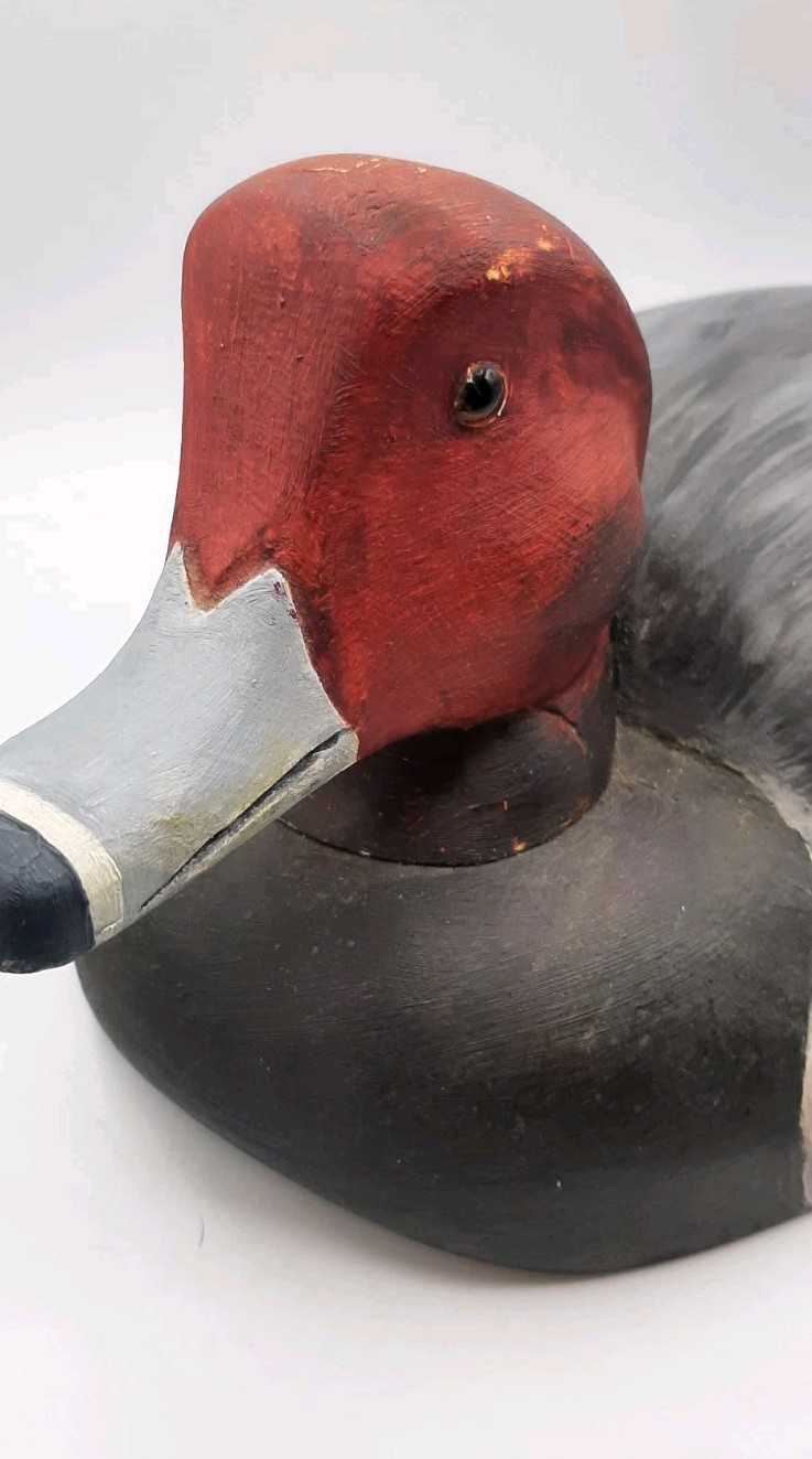 Vintage Hand Carved and Painted Wood Duck Decoy 14 1/4 In Long Farmhouse Decor