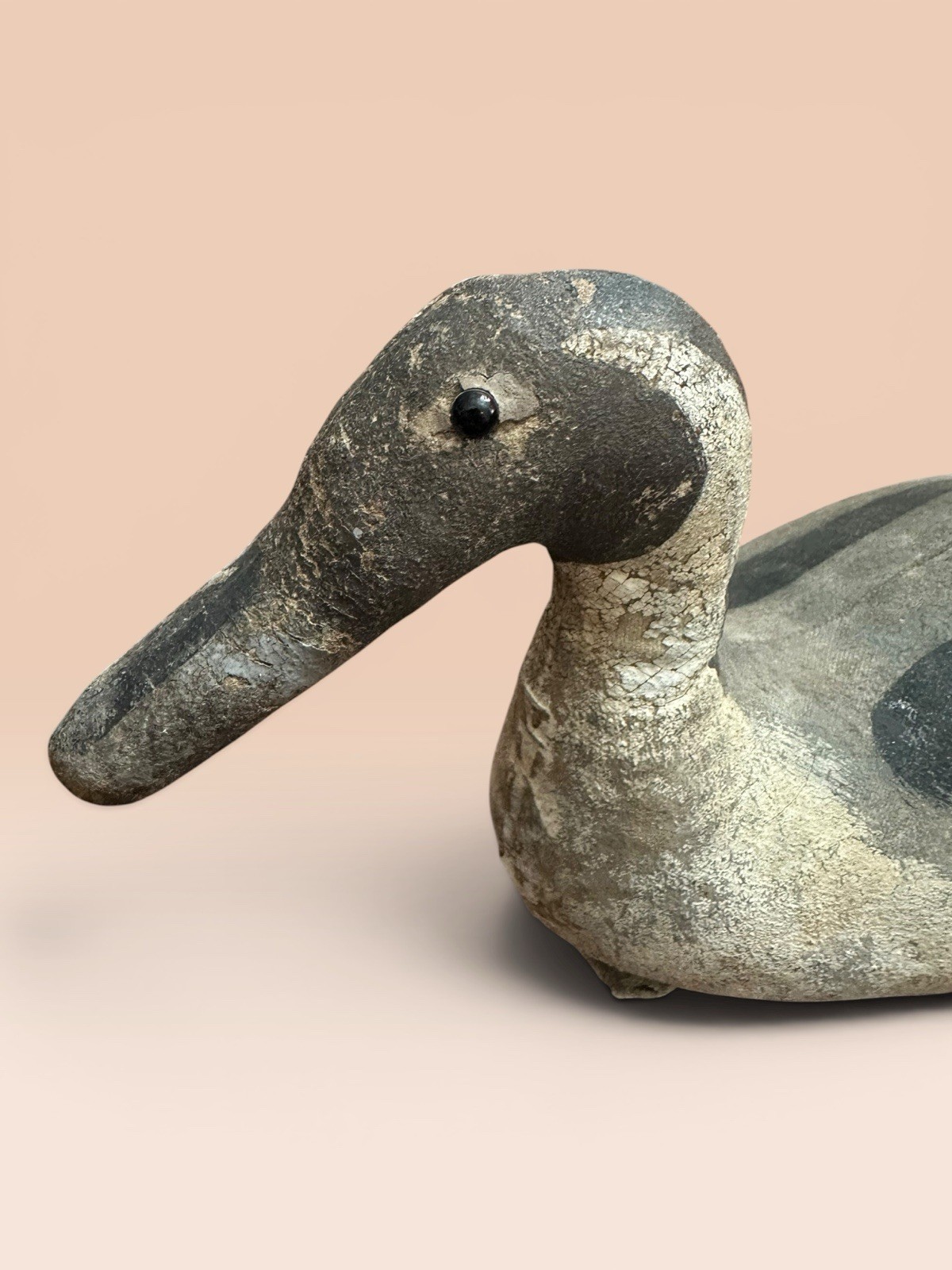 Vintage Hand Painted Cloth Canvas Pintail Drake Duck Decoy Glass Eyes Rare