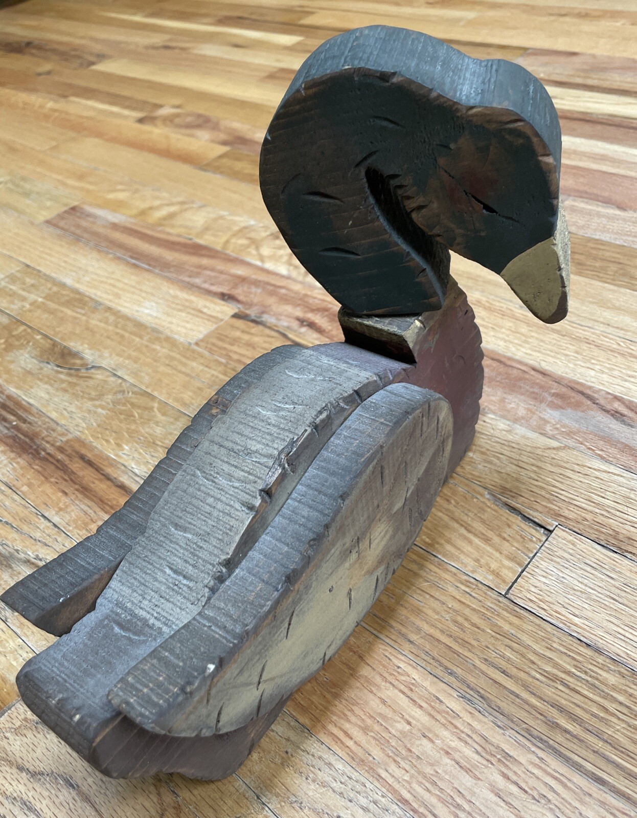 Antique Wooden Duck Decoy Folk Art Mallard Hand Made~Moveable Head Poses 11 x 9”