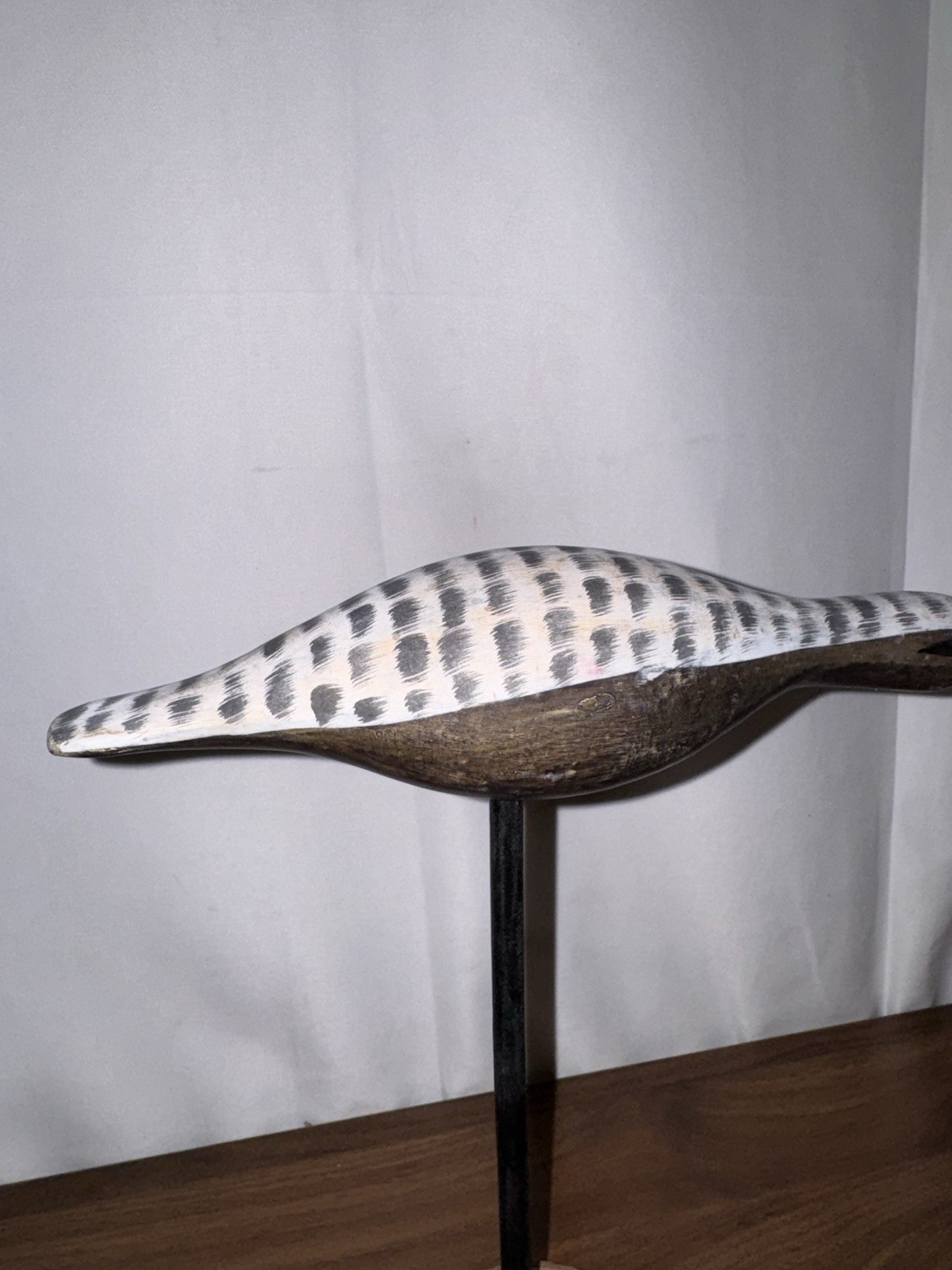 Vintage Shorebird Black Bellied Spotted Plover Wood Decoy Hand Carved W/ Stand