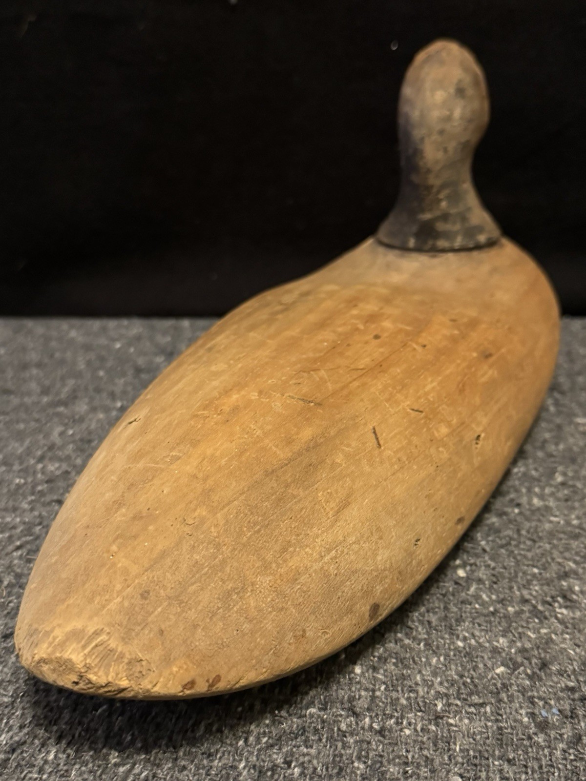 Vintage Hand-carved Wooden Duck Decoy Solid Body Flat Bottom Primitive
