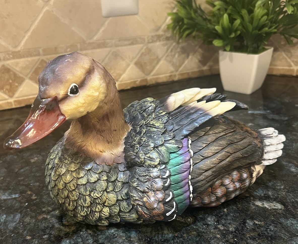 Vintage Resin Mallard Duck Decoy Figurine Decor Accent