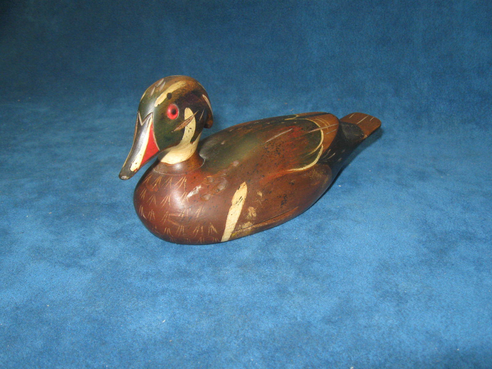 Vtg 7″ Miniature DUCK DECOY “A Wooden Bird Factory”..Glass Eyes…Signed…NICE!