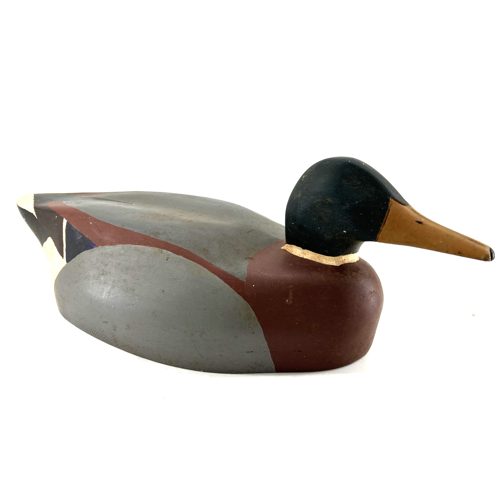 Wooden Hand Crafted Painted Mallard Drake Duck Decoy Used 17.5”