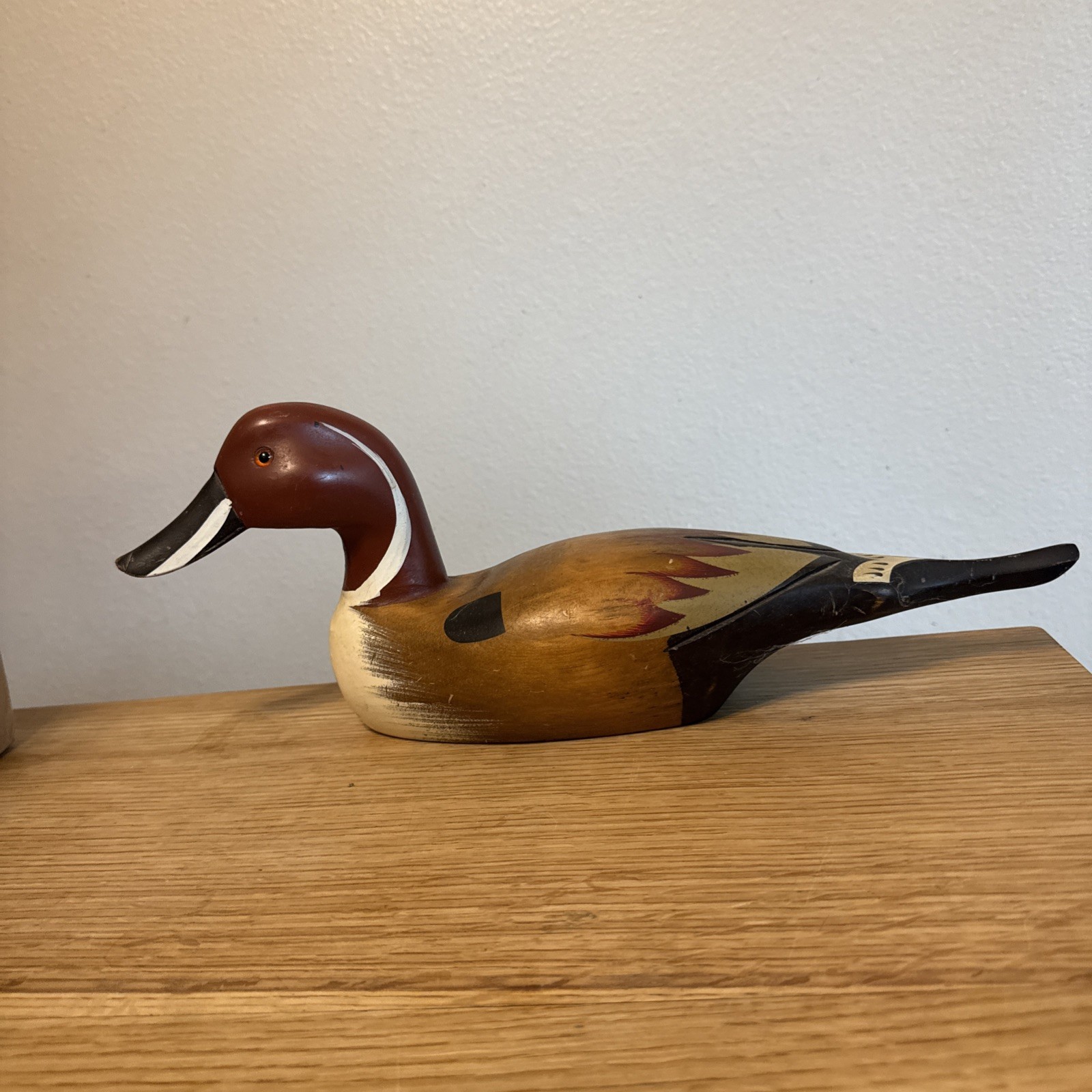 Vintage Hand Carved and Painted Northern Pintail Drake Wood Decoy Folk Art Duck
