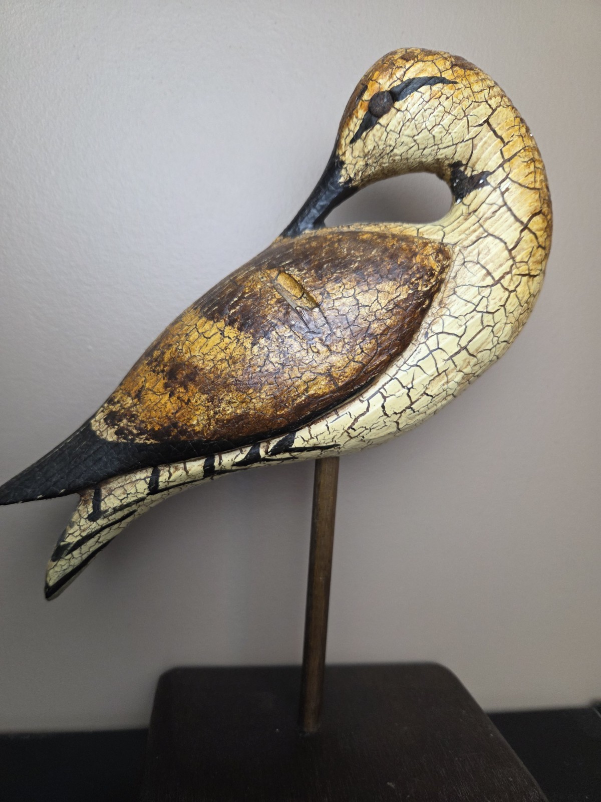 Vintage Thomas Langan 1 Carved Wood Bird Duck Decoy 12 inches tall