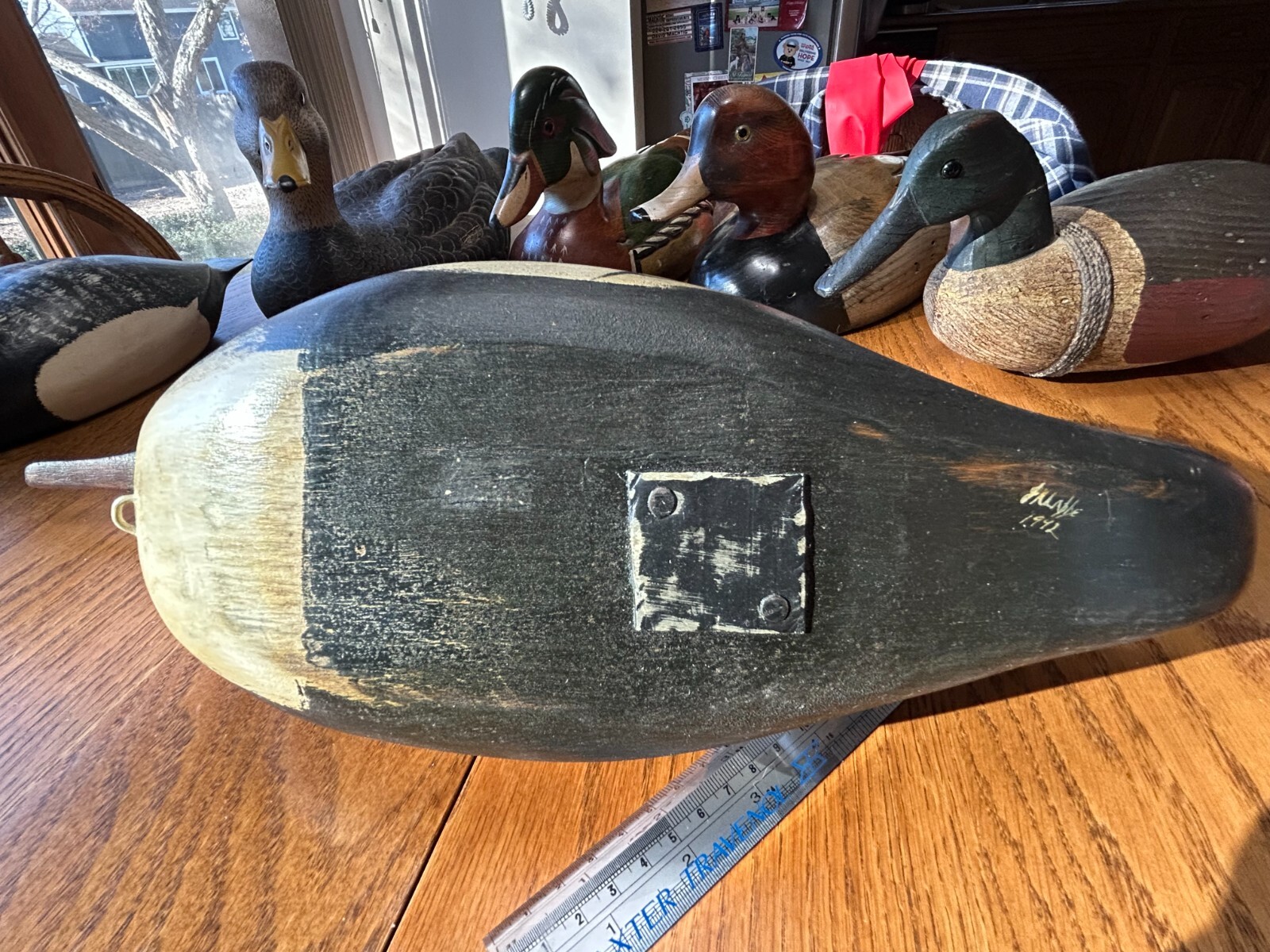 Excellent Condition Hand Crafted Wood Wooden Duck Decoy Folk Art Signed Artist