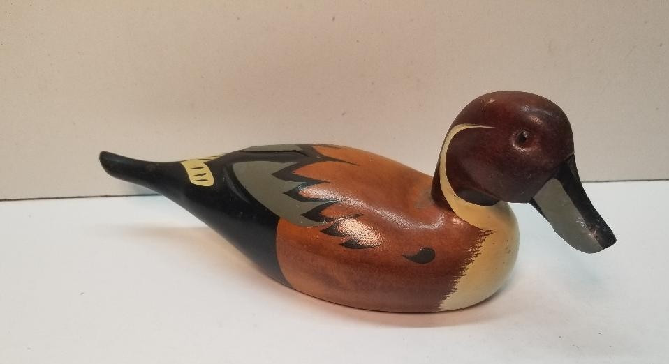 Vintage 8 Inch Wooden Northern Pintail Duck Decoy Hand Carved And painted
